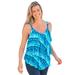 Plus Size Women's Longer-Length Tiered-Ruffle Tankini Top by Swim 365 in Bias Tie Dye Stripe (Size 32)