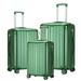 3-Piece Set Hardside Carry-On Spinner Luggage with Lock, Emerald Green (20" 24" 28")