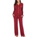 Women's V-neck Long Sleeve Trousers Pajamas Suit Black Plus Size Women Clothes Suits