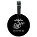 Marine Corps USMC Semper Fi Black White Logo Officially Licensed Round Leather Luggage Card Suitcase Carry-On ID Tag