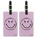 Smiley Smile Happy Girl Eyelashes Pink Face Luggage ID Tags Suitcase Carry-On Cards - Set of 2