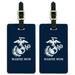 Marine Mom USMC White Logo on Blue Officially Licensed Luggage ID Tags Suitcase Carry-On Cards - Set of 2