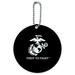 Marine Corps USMC First to Fight Black White Logo Officially Licensed Round Luggage ID Tag Card Suitcase Carry-On