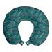 Sea Shells Travel Pillow Neck Rest, Nautical Ocean Pattern Underwater World Sea Life Theme Sketch Style, Memory Foam Traveling Accessory Airplane and Car, 12", Petrol Blue Teal Beige, by Ambesonne