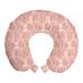 Underwater Travel Pillow Neck Rest, Seaweed Doodle of Coral Reefs Sea Sponges Ocean Botanical Illustration, Memory Foam Traveling Accessory Airplane and Car, 12", Pale Pink and Blush, by Ambesonne