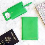 Cathy's Concepts Personalized Green Leather Passport Holder & Luggage Tag Set