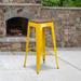 Flash Furniture Margherite High Backless Metal Outdoor Barstool w/ Square Wood Seat Wood in Yellow | 30" | Wayfair CH-31320-30-YL-WD-GG