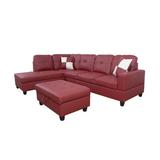 Red Sectional - Lifestyle Furniture 104" Wide Faux Left Hand Facing Stationary Sofa & Chaise w/ Ottoman Faux | 35 H x 103.5 W x 74.5 D in | Wayfair