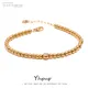 Yhpup-Bracelet jonc de perles en acier inoxydable bijoux en zircone cubique métal doré étanche
