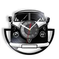 Minibus-Horloge Murale Vintage en Vinyle Gravée au Laser avec Disque LED Van Véhicule Voiture