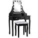 Vanity Set with Lighted Mirror Makeup Table with Cushioned Stool Set