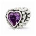 925 Sterling Silver Reflections Amethyst Heart Bead; for Adults and Teens; for Women and Men