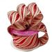 Curve Striped Wired Christmas Ribbon - 2 1/2 x 10 Yards Red Glitter Natural Ribbon Candy Cane Swirls Garland Gifts Wreath Bows