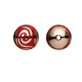 Acrylic Beads/ Finding Piece Rose Gold Base With Red Double Spirals 17.5mm Round Sold per pkg of 10pcs