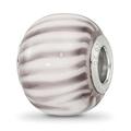 Lex & Lu Sterling Silver Reflections Purple and White Striped Glass Bead