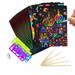 GIXUSIL Scratch Paper Art Set for Kids 50Pcs Rainbow Scratch Paper Birthday Black Scratch Off Art - 5 Wooden Stylus Arts and Crafts for Kids Ages 8-12 4-8