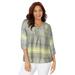 Plus Size Women's Santa Fe Peasant Top by Catherines in Olive Combo (Size 2X)