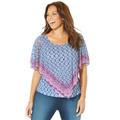 Plus Size Women's Poncho Duet Blouse by Catherines in Navy Graphic Border (Size 4X)