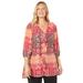 Plus Size Women's Modern Romance Ruffle Blouse by Catherines in Classic Red Ombre Border (Size 3X)