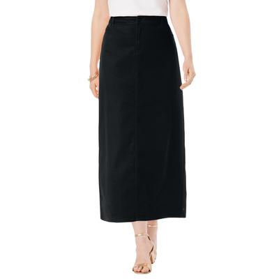 Plus Size Women's True Fit Stretch Denim Midi Skirt by Jessica London in Black (Size 34 W)