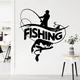 Décor maison vinyle autocollant Sticker mural pêcheur canne à pêche grand poisson Logo autocollant