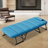 JTANGL 3 in 1 Folding Bed w/ Mattress, Portable w/ 6 Adjustable Positions, Foldable Hideaway Cot, Polyester in Blue | 28 H x 25 W x 51 D in | Wayfair