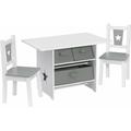 1 x table + 2 chaises pour enfants.Combinaison de table et chaises avec 3 paniers de Rangement.Gris