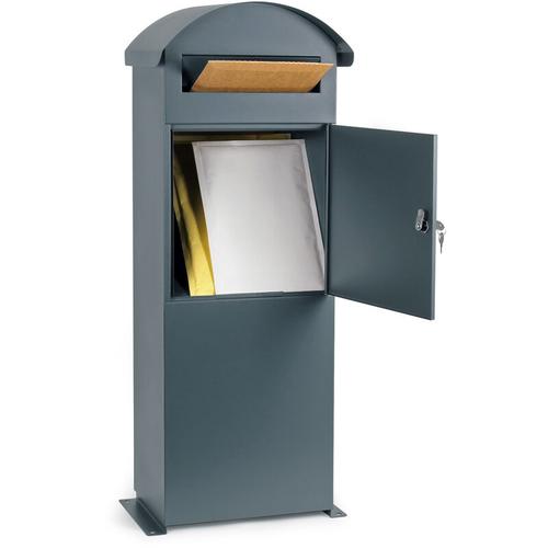 Briefkasten in Grau 42x24x102cm Standbriefkasten zur Bodenmontage abschließbarer Postkasten mit