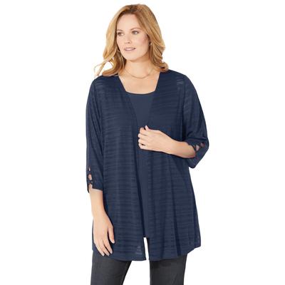 Plus Size Women's Shadow Stripe Cardigan by Cather...