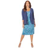 Plus Size Women's Classic Jacket Dress by Catherines in Navy Watercolor Paisley (Size 4X)