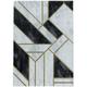 Tapis Salon Chambre Aspect Marbre Blanc Motif Géométrique (Doré - 80x150cm)
