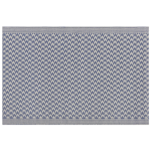 Outdoor u. Indoor Teppich Blau Polypropylene 60x90 cm mit Zackenmuster Rechteckig Kurzflor Gartenaccessoires Terrasse Balkon Wohnzimmer