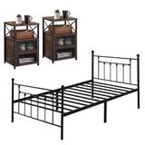 Taomika 3-Pieces Modern Bedroom Sets with Black Bed Frame