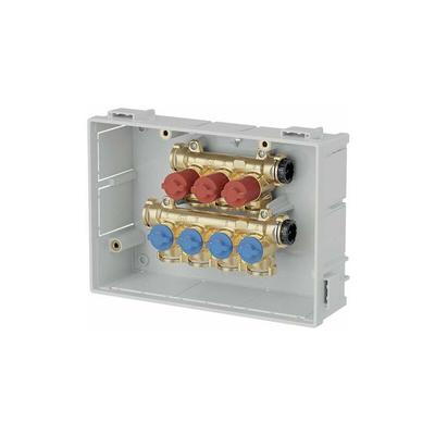 Hauswasserverteiler vormontiert in Boxen mit Einzelabsperrventilen Caleffi 359 4F-3C