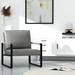 Armchair - 17 Stories Eritrea 24.83" Faux Leather Armchair Faux Leather/Leather/Metal in Black | 27.55 H x 24.83 W x 28.34 D in | Wayfair