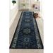 Blue/Navy 588 x 26 x 0.4 in Area Rug - Andover Mills™ Oriental Medallion Navy Blue Canvas Backing Hotel Quality Rug by Feet | Wayfair