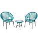 Bayou Breeze 3 Pcs Patio Furniture Set Outdoor Pe Chairs & Table Set For Yard Poolside Garden Turquoise Wood/Glass/Metal in Blue | Wayfair