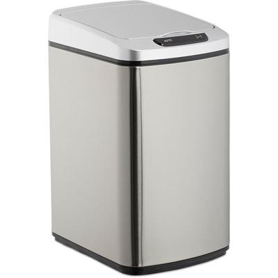 Relaxdays - Sensor Mülleimer 12l, eckiger Abfalleimer mit Deckel & Inneneimer, Küche & Bad, Image