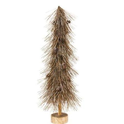 Sparkle Bottle Brush Tree With Pine Cones on Base 21" - 21"H x 7"W