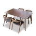 Abby 5-Piece Mid-Century Modern Dining Set w/4 Leather Dining Chairs in Black