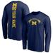 Men's Fanatics Branded Navy Michigan Wolverines Playmaker Football Personalized Name & Number Long Sleeve T-Shirt