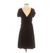 BCBGMAXAZRIA Casual Dress - Wrap: Black Solid Dresses - Women's Size Small