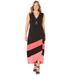 Plus Size Women's Cascading Stripe Maxi Dress by Catherines in Black Soft Geranium Sweet Coral (Size 4X)