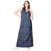 Plus Size Women's Sleeveless Knit Maxi Dress by ellos in Navy Print (Size 14/16)