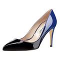 JOY IN LOVE Women's Pumps Shoes 3.5" Stiletto High Heels Pointy Toe Dress Pumps, Blue-black Patent, 5 UK