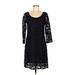 CATHERINE Catherine Malandrino Casual Dress - Shift: Black Solid Dresses - Used - Size 6
