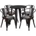 24'' Round Metal Indoor-Outdoor Table Set with 4 Arm Chairs