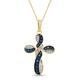 AFFY Round Simulated Blue Sapphire & White Cubic Zirconia Cross Pendant Necklace in 14k Gold Over Sterling Silver 18" Chain