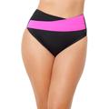 Plus Size Women's Hollywood Colorblock Wrap Bikini Bottom by Swimsuits For All in Black Pink (Size 8)