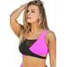 Plus Size Women's Hollywood Colorblock Wrap Bikini Top by Swimsuits For All in Black Pink (Size 16)